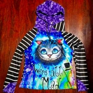 cat with skulls hoodie women's size medium